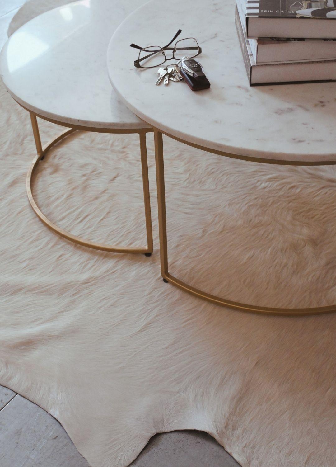 Fait main Tapis de luxe en peau de vache naturelle brésilienne blanche - XL en vente