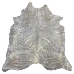 Luxury Natural Free Form Leather Gold Metallic Rug