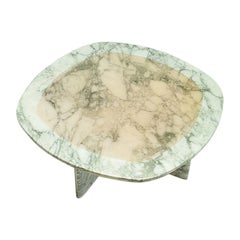 Luxury Natural Marble Peach Resin Rounded Square Low Table Minerals, Carla Baz