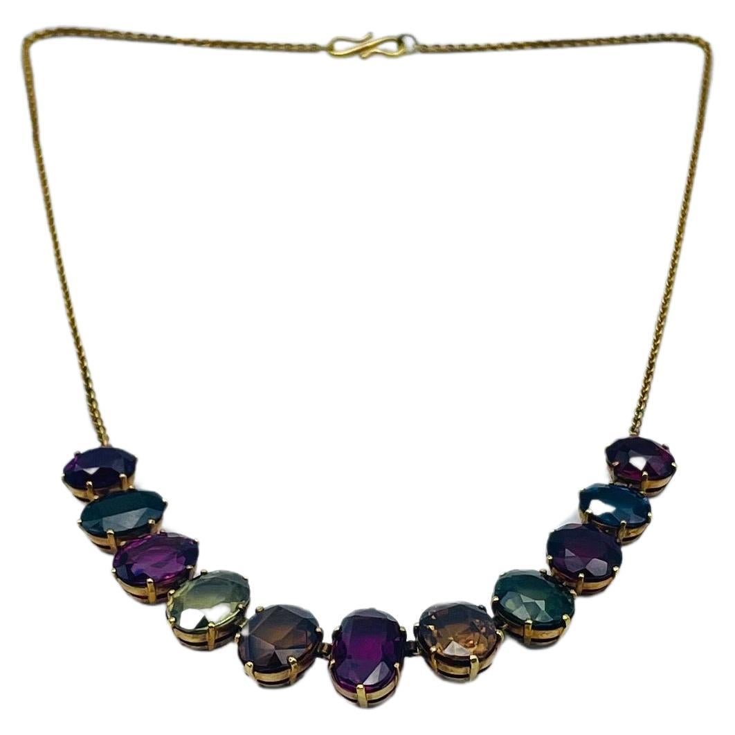 Luxus Halskette mit Edelsteinen in 14k Gelbgold  für Damen oder Herren im Angebot