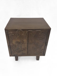 Luxury Nightstand (28", Smooth), Hand-Embossed Floral Metal Clad