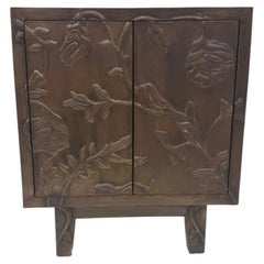 Luxury Nightstand (28", Smooth), Hand-Embossed Floral Metal Clad