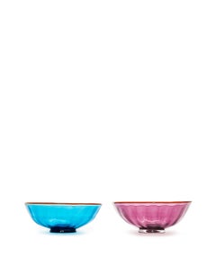 Luxury Nut Bowl Set of 2 Turchese/Viola, Murano Glass by La Doublej, Italy