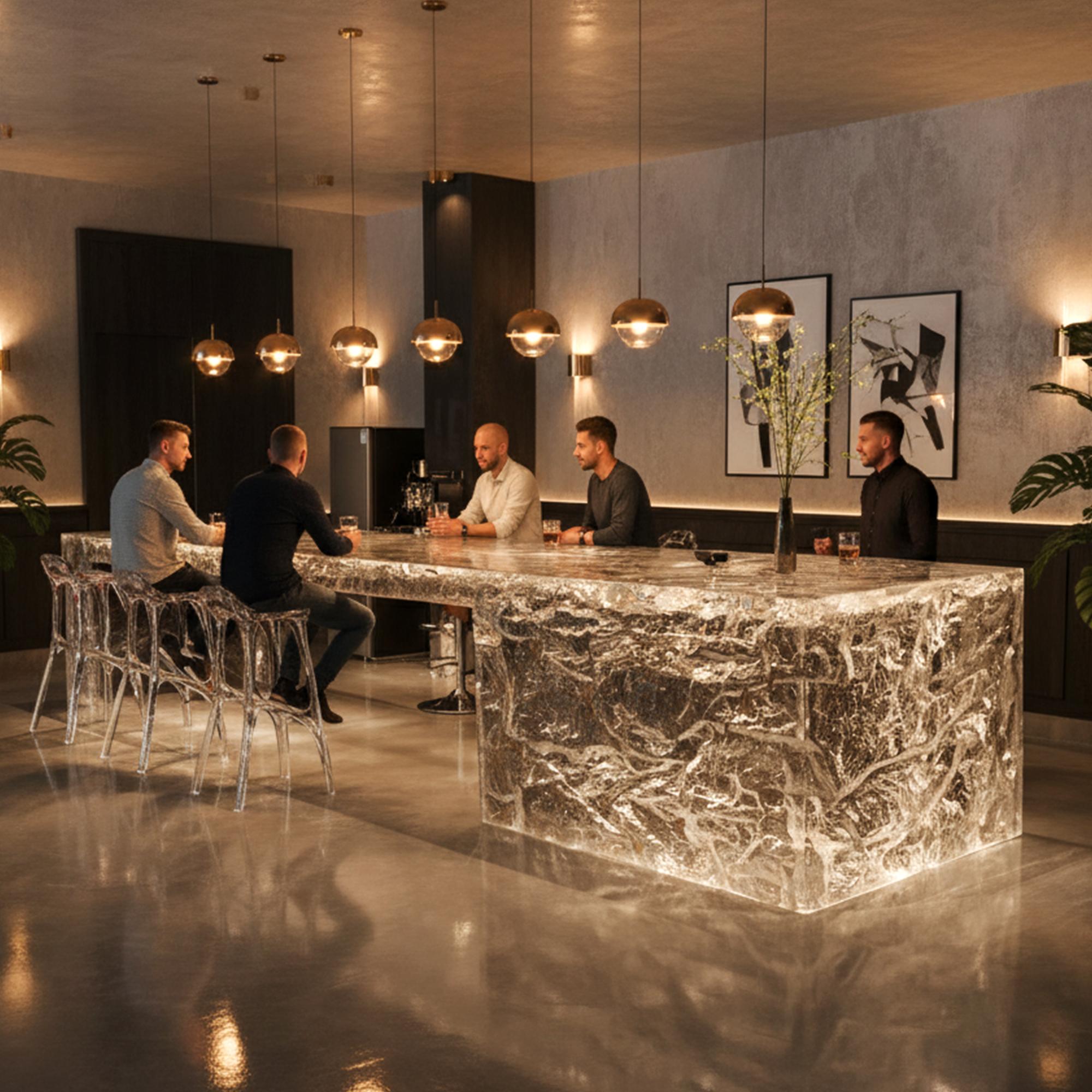 Luxuriöse, vom Meer inspirierte große Kücheninsel - Moderner Kücheninseltisch (21. Jahrhundert und zeitgenössisch) im Angebot