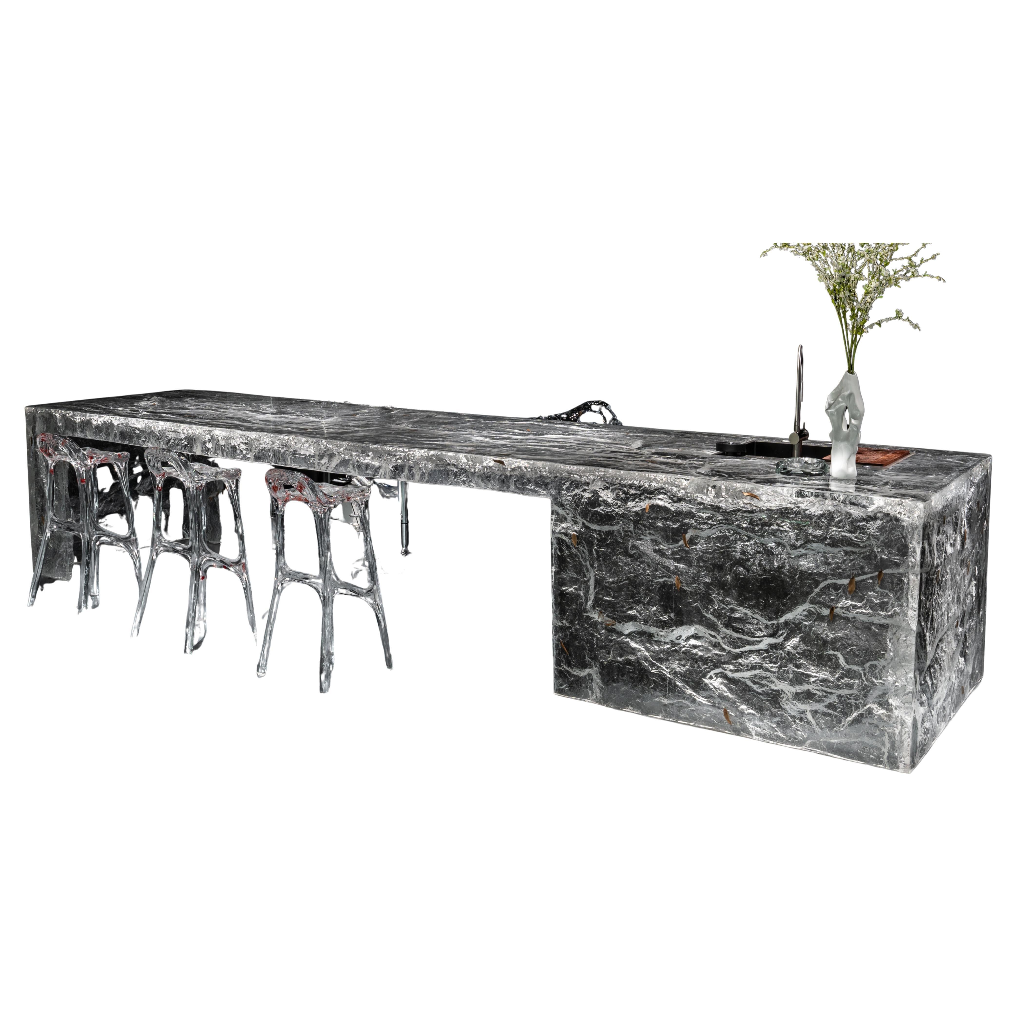 Luxury Ocean-Inspired Large Kitchen Island – Modern Kitchen Island Table