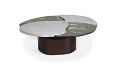 Luxury Outdoor Coffee Table with Marble and Cast Aluminum Top