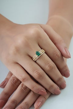 Luxury Oval Emerald & Diamond Vintage-Inspired Statement Ring in 18K Yellow Gold