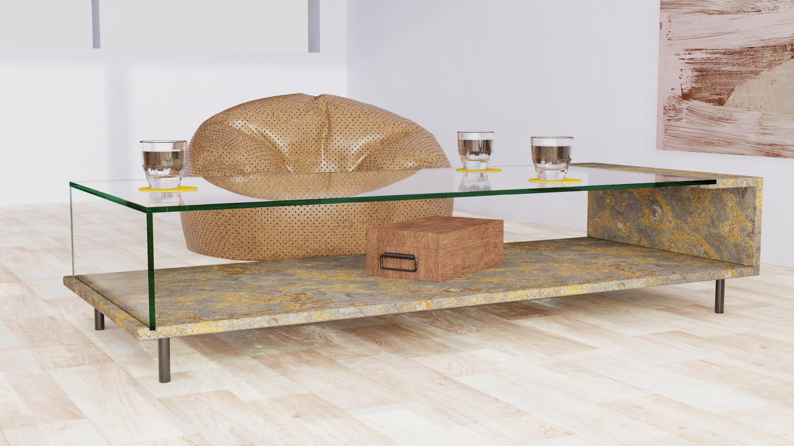 Luxury Oxide Slate & Crystal Coffee Table Fornix 2.0 Joaquín Moll Bespoke Design For Sale 4