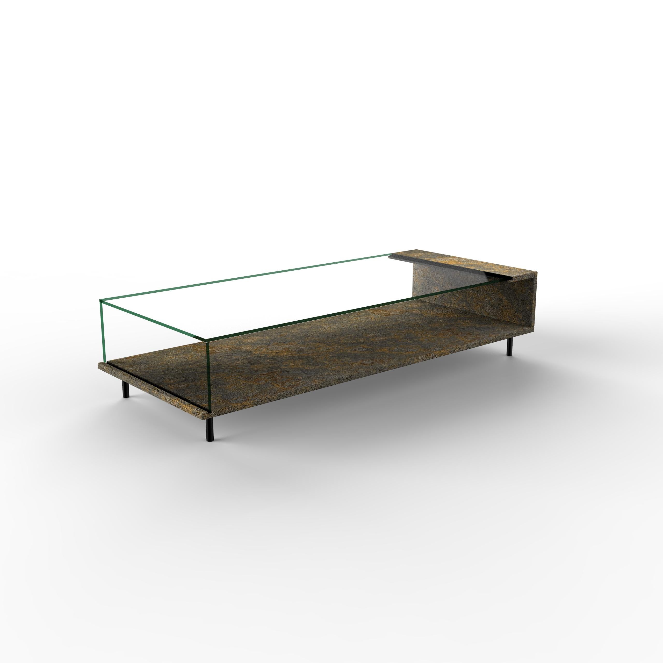 Spanish Luxury Oxide Slate & Crystal Coffee Table Fornix 2.0 Joaquín Moll Bespoke Design For Sale