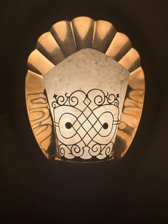 Luxury Pair of Art Deco Bronze And Parchment in a Shape Of Shells, France, 1920s