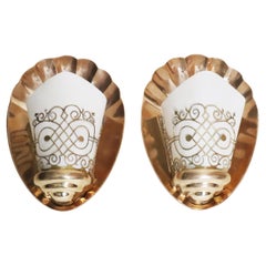 Luxury Pair of Art Deco Bronze And Parchment in a Shape Of Shells, France, 1920s