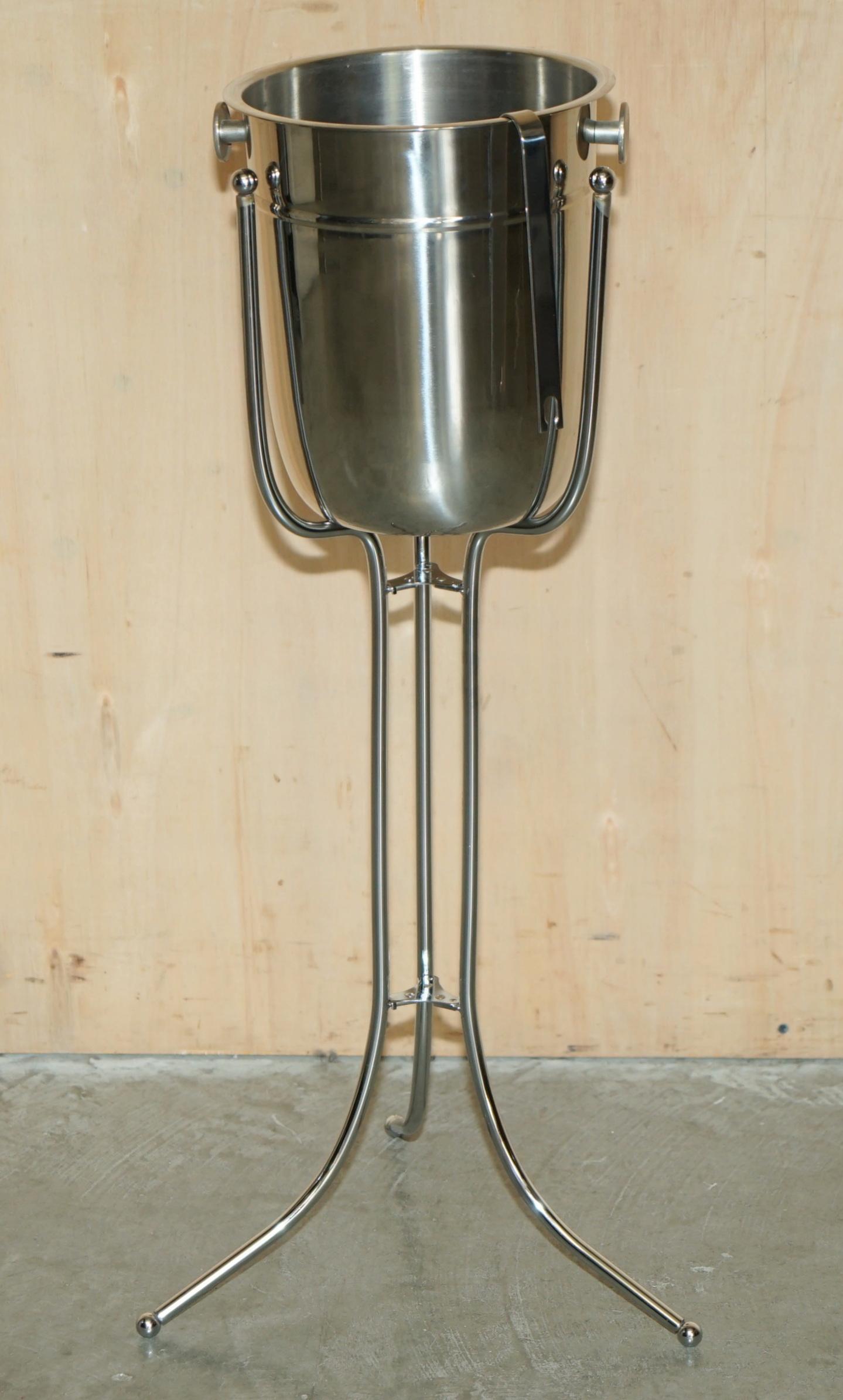 Royal House Antiques is delighted to offer for sale this lovely pair of decorative, Stainless Steel Champagne buckets on stands

A good looking well made and decorative pair that make serving drinks a sense of occasion

They may have some light age
