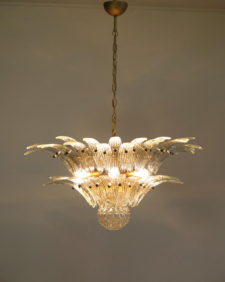 Luxury Pair of Italian Chandeliers Palmette, Murano 6