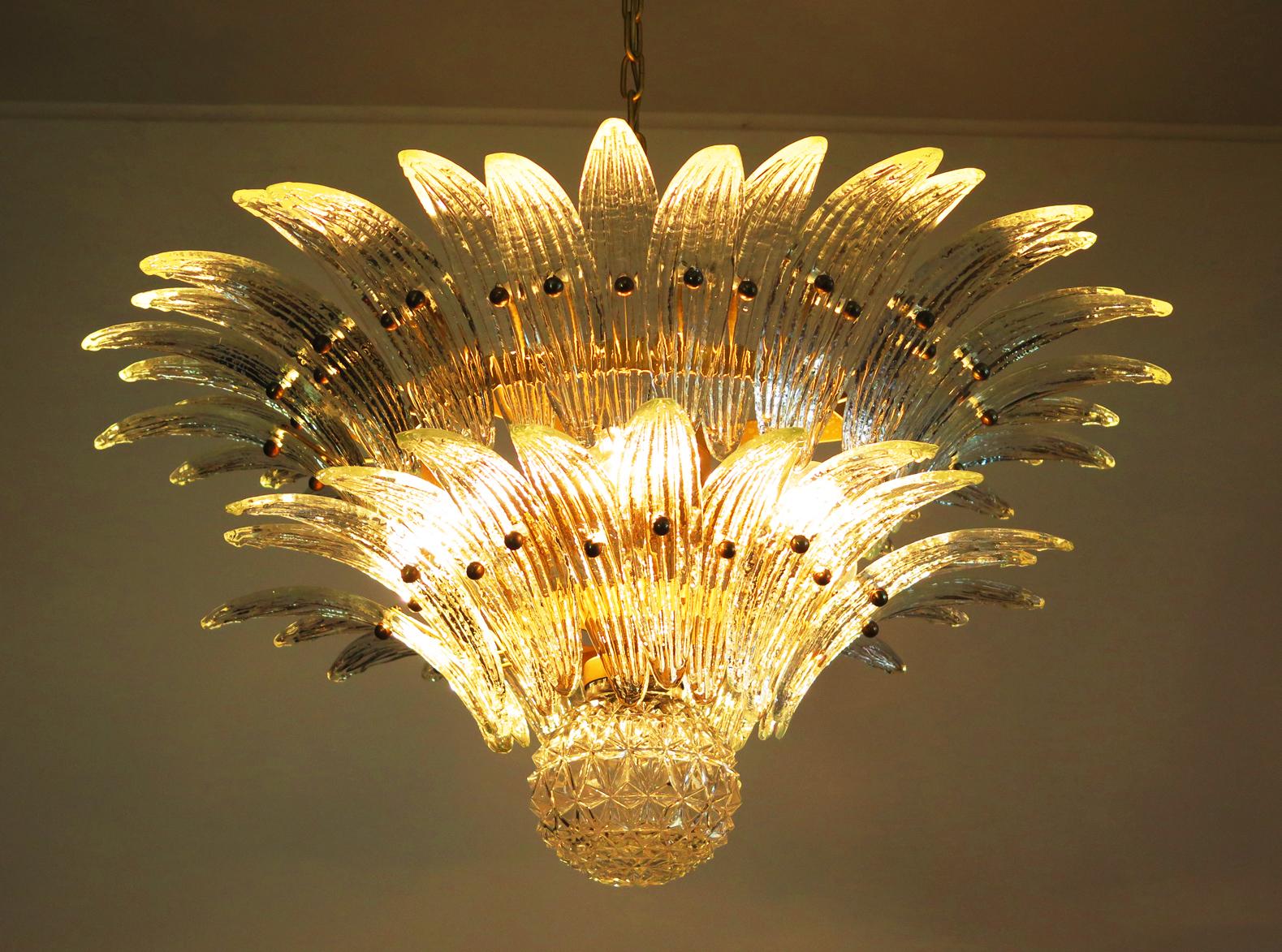 Luxury Pair of Italian Chandeliers Palmette, Murano 8