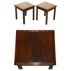 LUXURY PAIR OF SMALL MID CENTURY MODERN HARDWOOD SIDE END LAMP WiNE TABLES