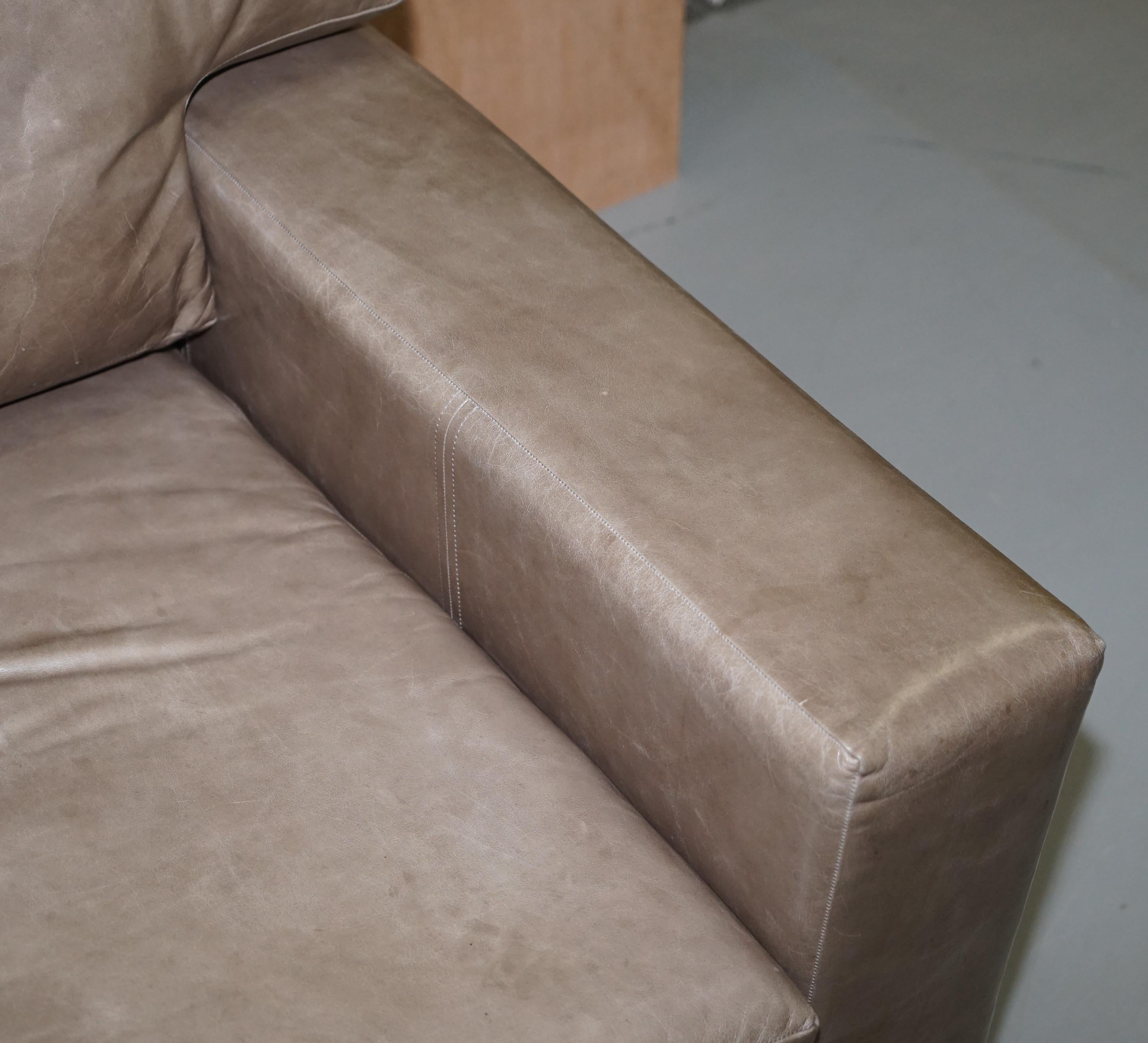 Luxury Pair of Very Large Designer Grey Leather Armchairs or Love Seats For Sale 10