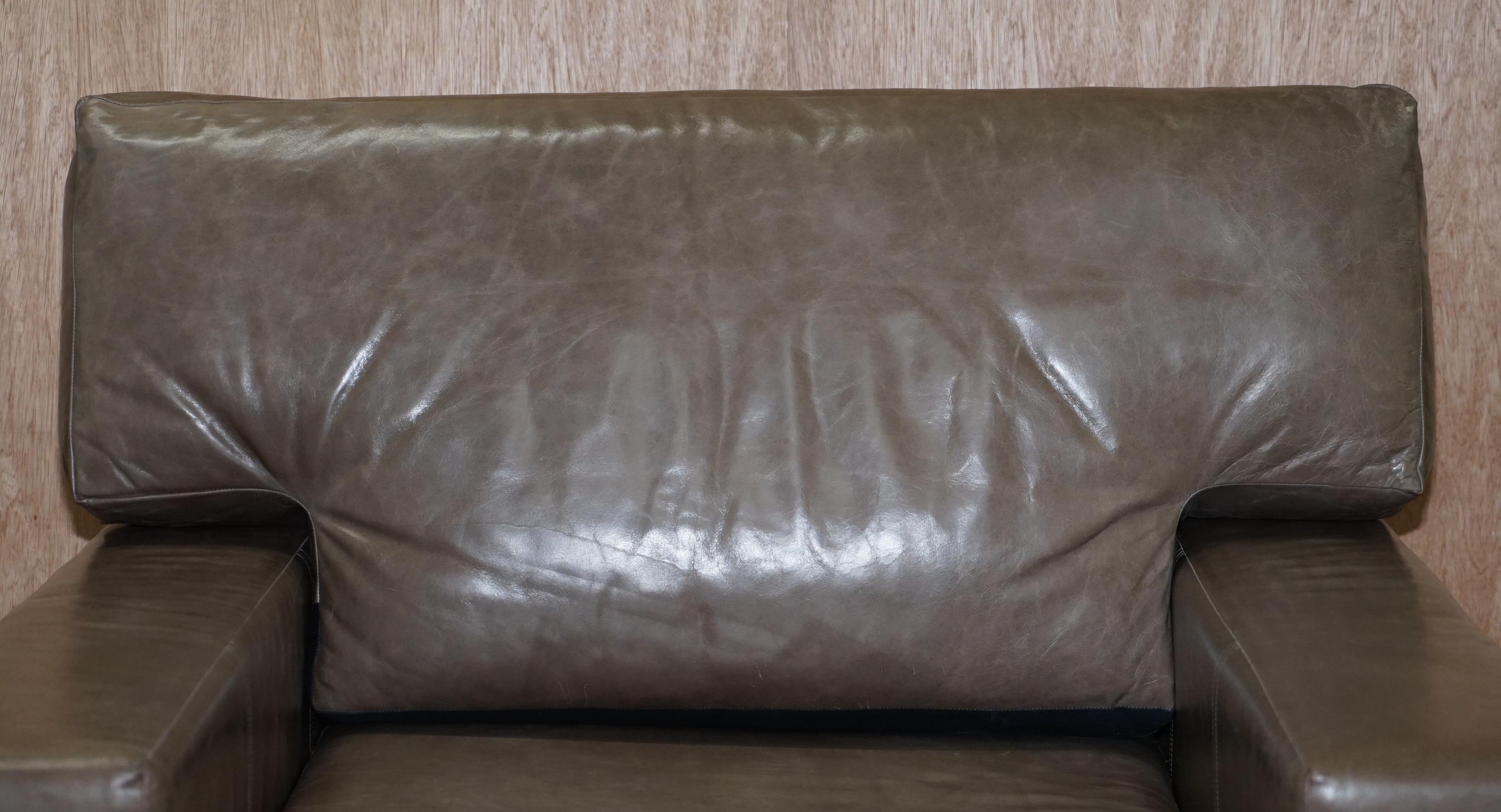 Hand-Crafted Luxury Pair of Very Large Designer Grey Leather Armchairs or Love Seats For Sale