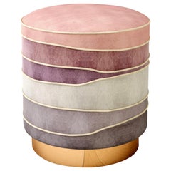 Luxury "Paris" Pink Velvet Upholstered Ottoman, Pouf or Stool