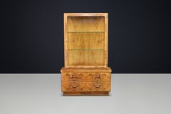 Luxury Parisian Art Deco Burl Walnut Display Cabinet with Brass Hardware, 1930s