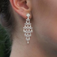 Luxury Pear Cut Baguette Diamond Dangle Earrings