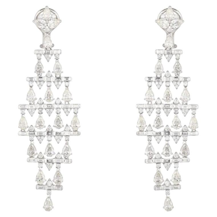 Luxury Pear Cut Baguette Diamond Dangle Earrings For Sale