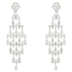 Pear & Baguette Diamond 18K White Gold Dangle Earrings