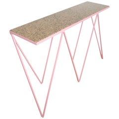 Luxury Pink Giraffe Console Table with Granite Top
