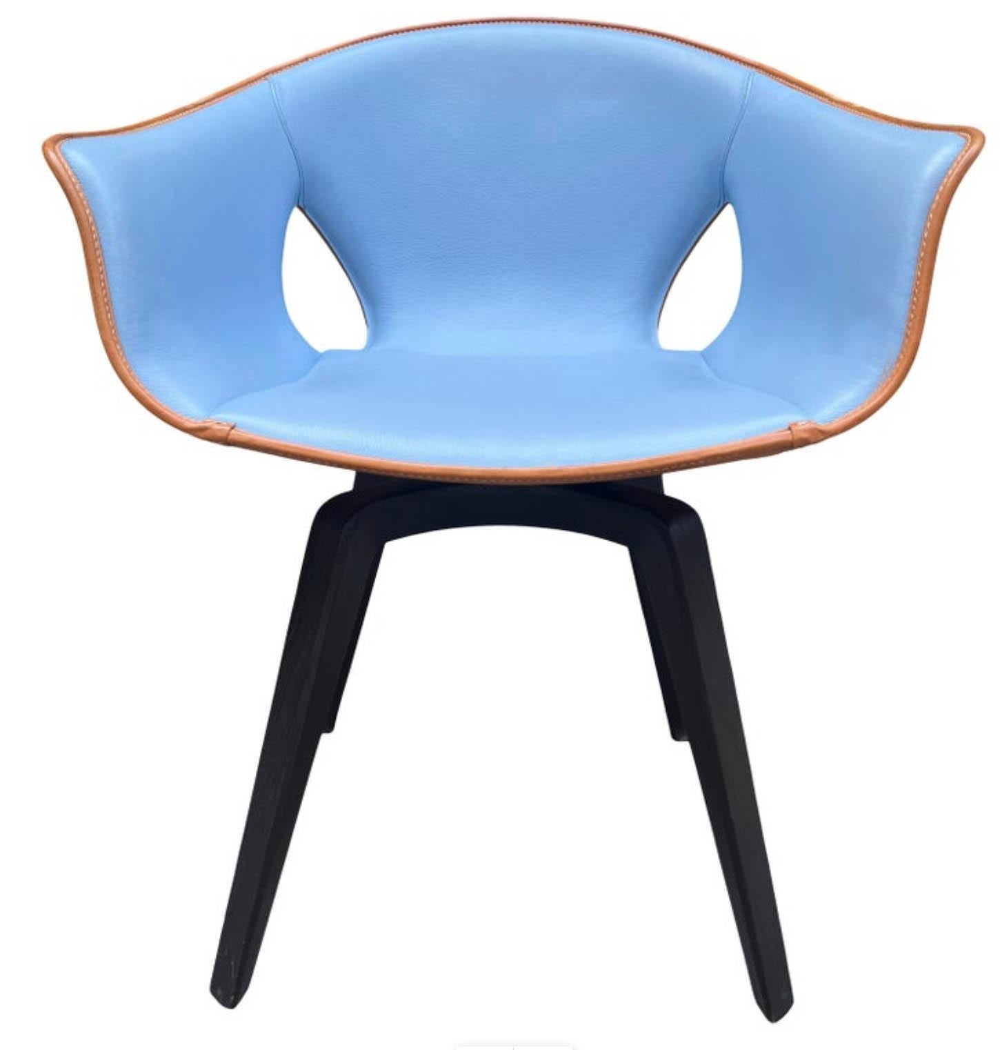 Luxury Post Moderne Lederstühle Poltrona Frau Vierer-Set im Zustand „Gut“ im Angebot in BROOKLYN, NY