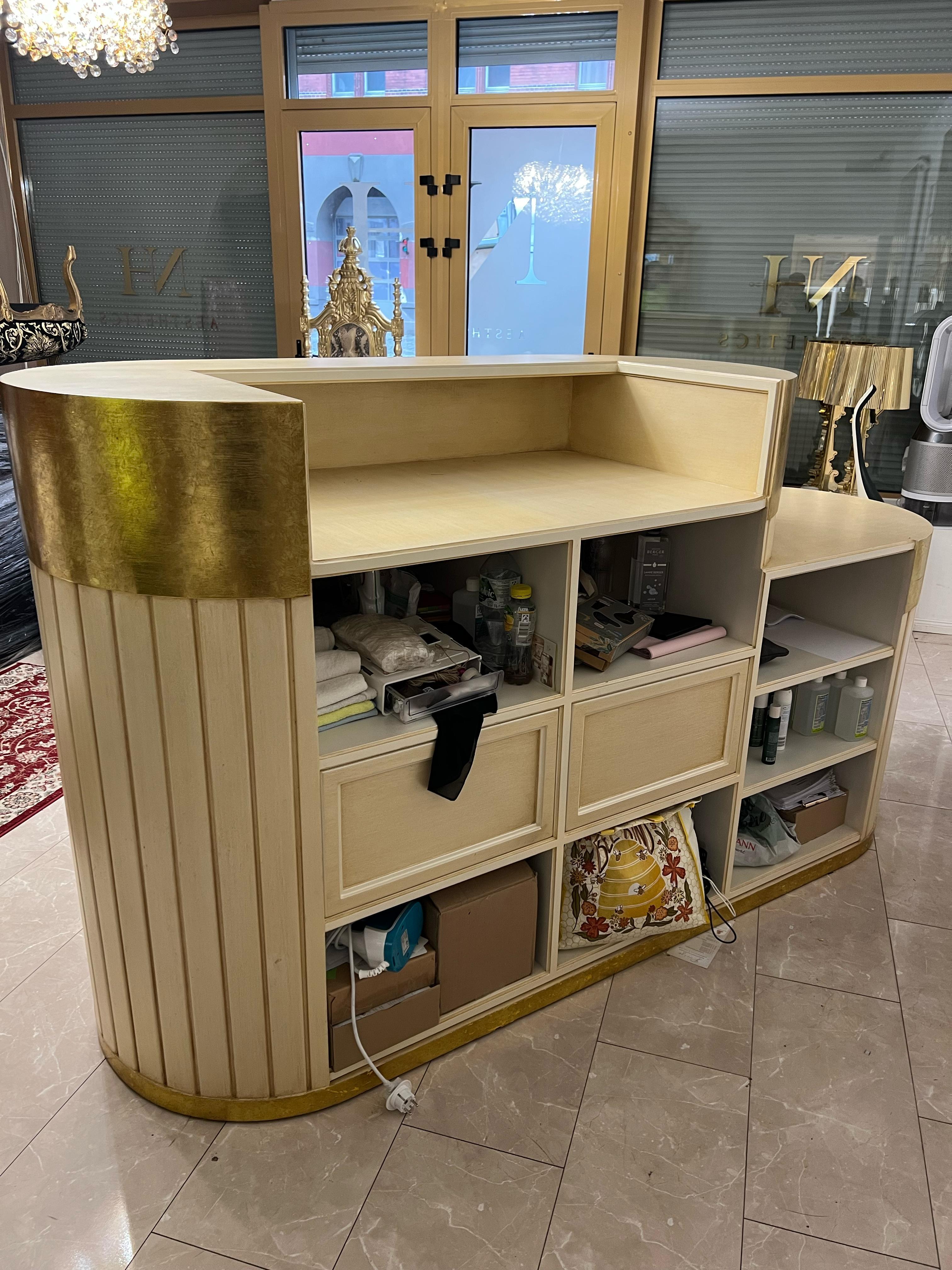 Luxury reception counter / bar made of solid wood with gold leaf For Sale 4