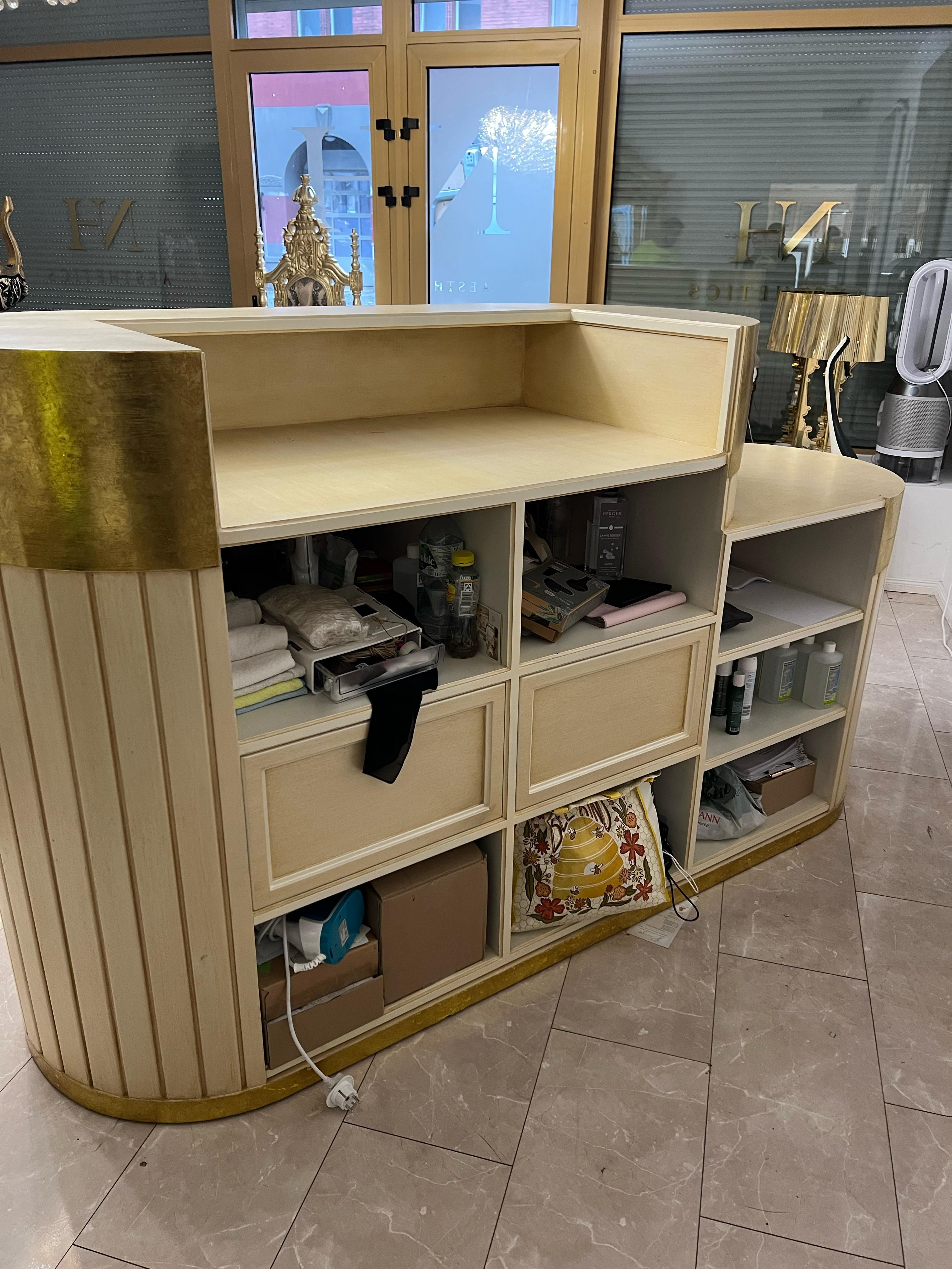 Luxury reception counter / bar made of solid wood with gold leaf For Sale 6
