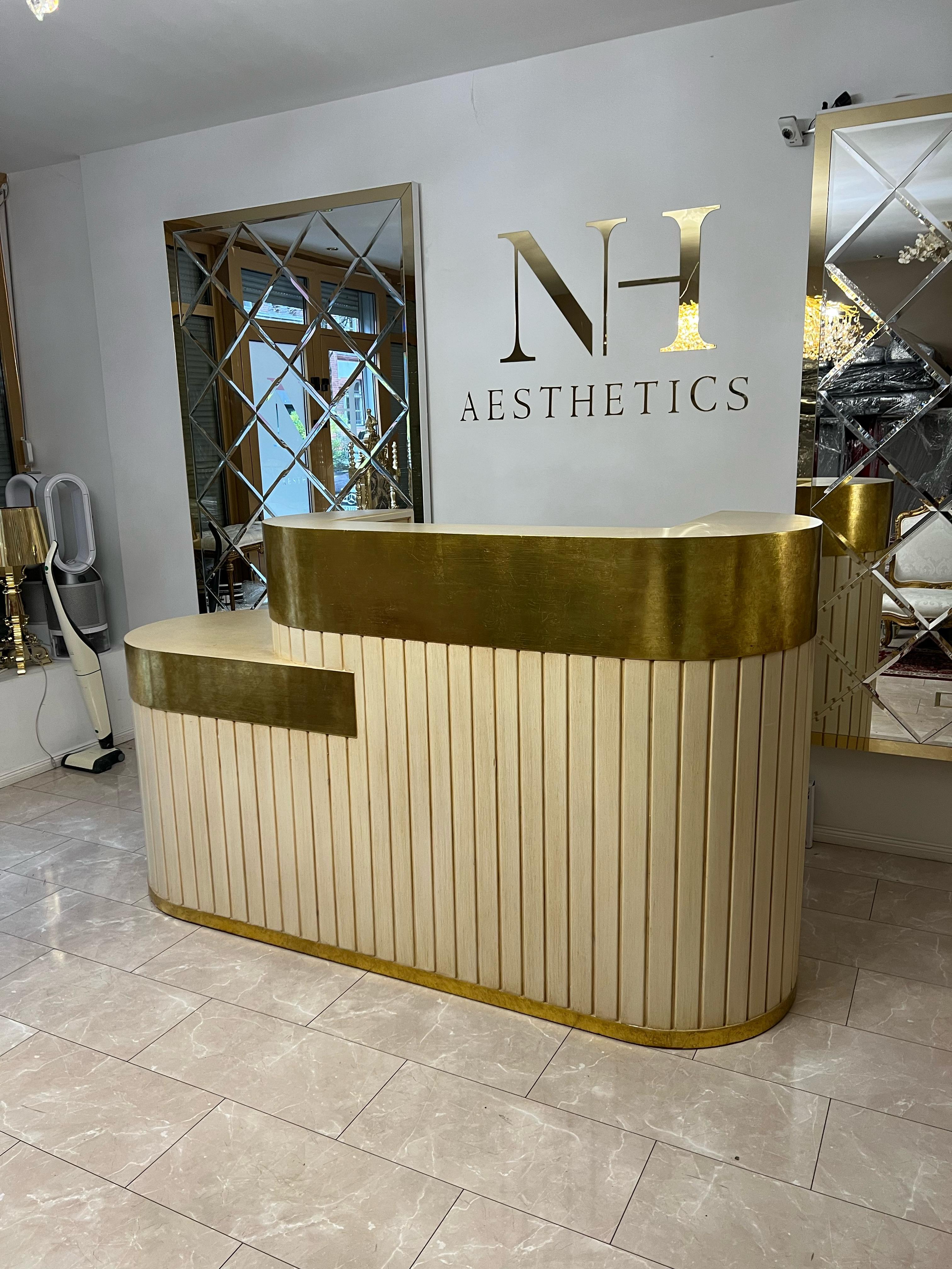Art Deco Luxury reception counter / bar made of solid wood with gold leaf For Sale