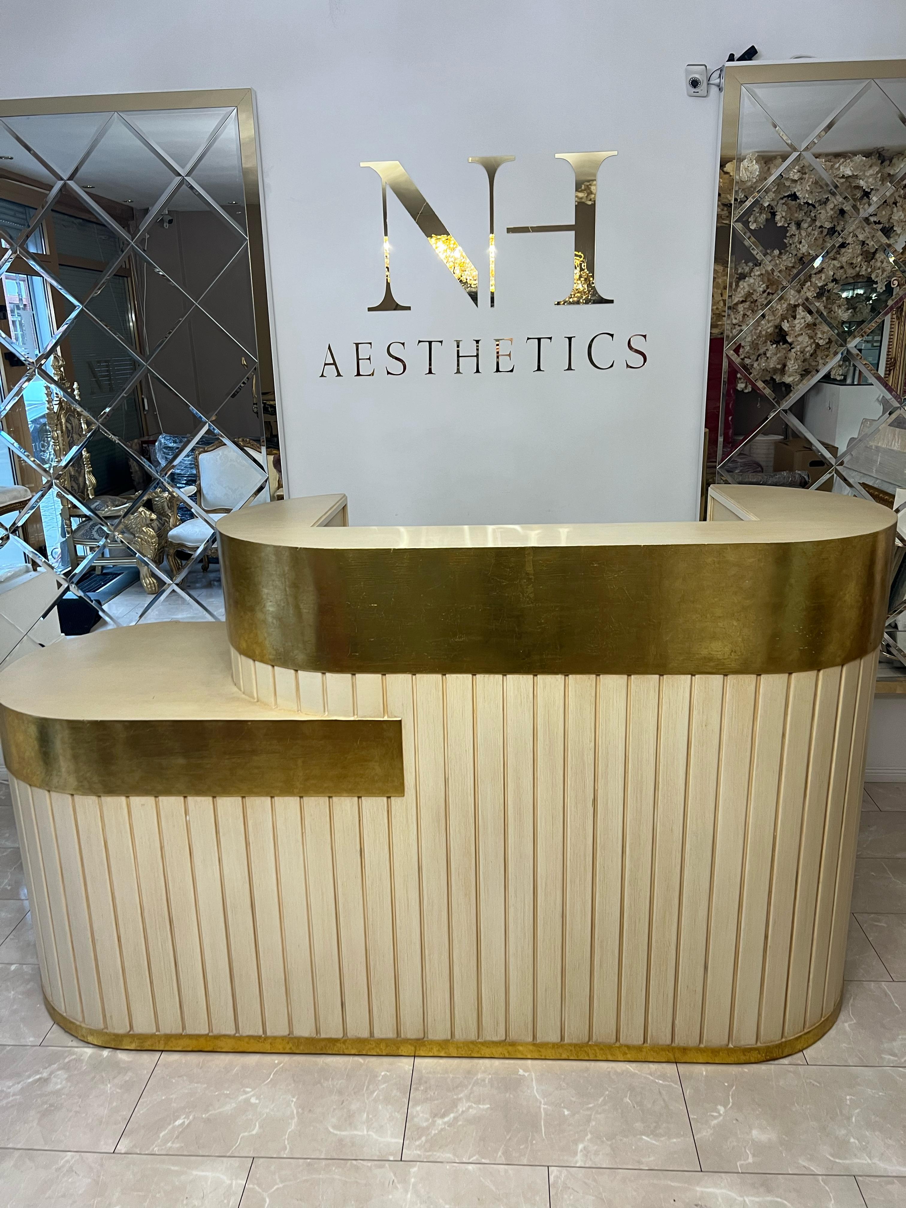 Wood Luxury reception counter / bar made of solid wood with gold leaf For Sale