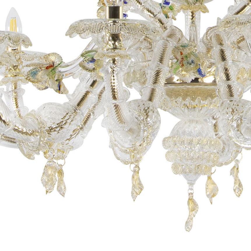 Lusso Lampadario Rezzonico 10 bracci in vetro di Murano oro chiaro Multiforme in vendita 1