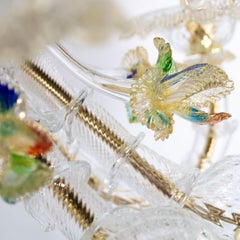 Luxury Rezzonico Chandelier 10 Arms Clear Gold Murano Glass Multiforme