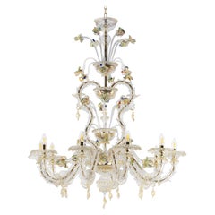 Lusso Lampadario Rezzonico 10 bracci in vetro di Murano oro chiaro Multiforme