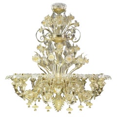 Luxury Rezzonico Chandelier 12 Arms in Murano Gold Glass by Multiforme