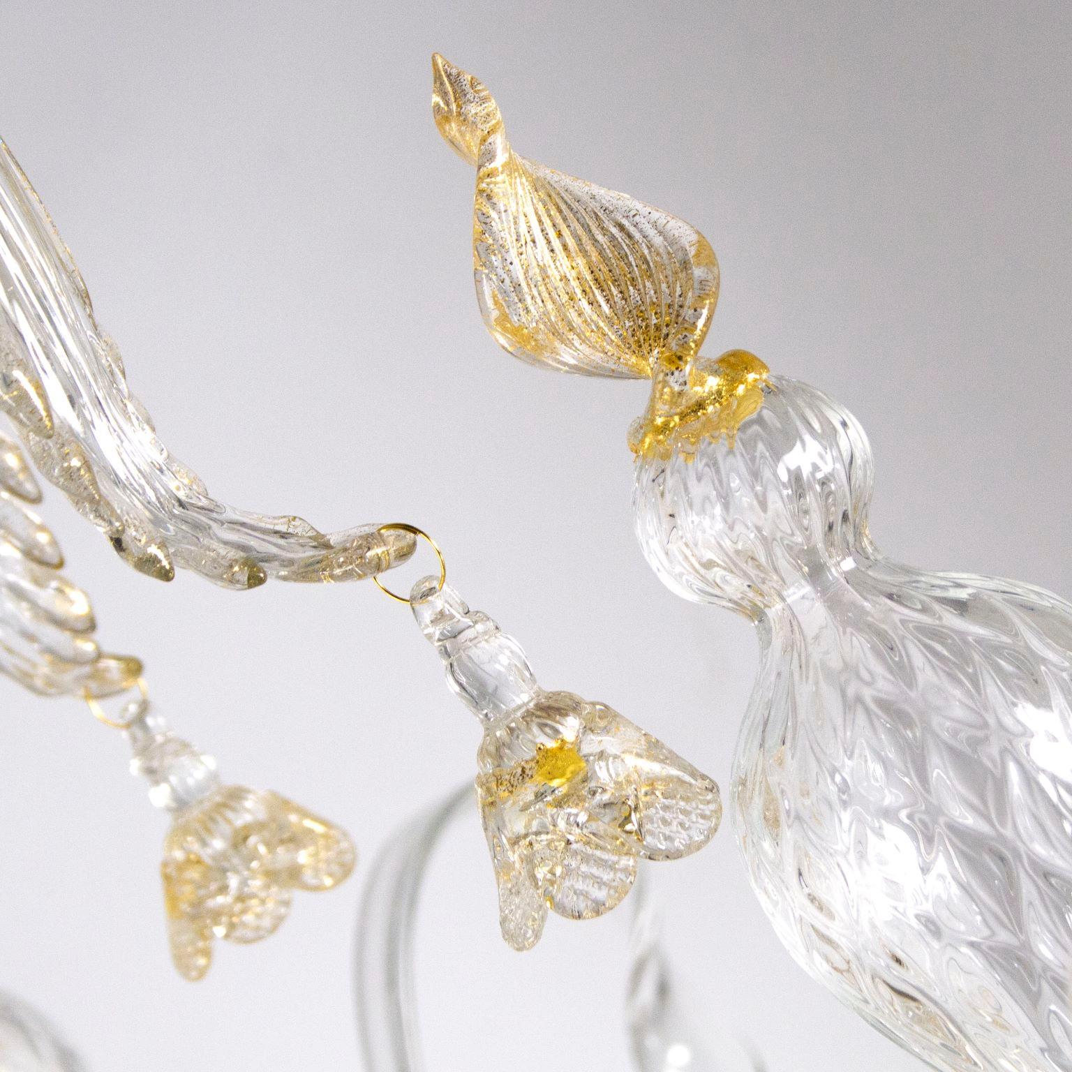 Luxury Rezzonico-Kronleuchter mit 15 Armen aus Kristall-Goldglas, von Multiforme  im Angebot 2