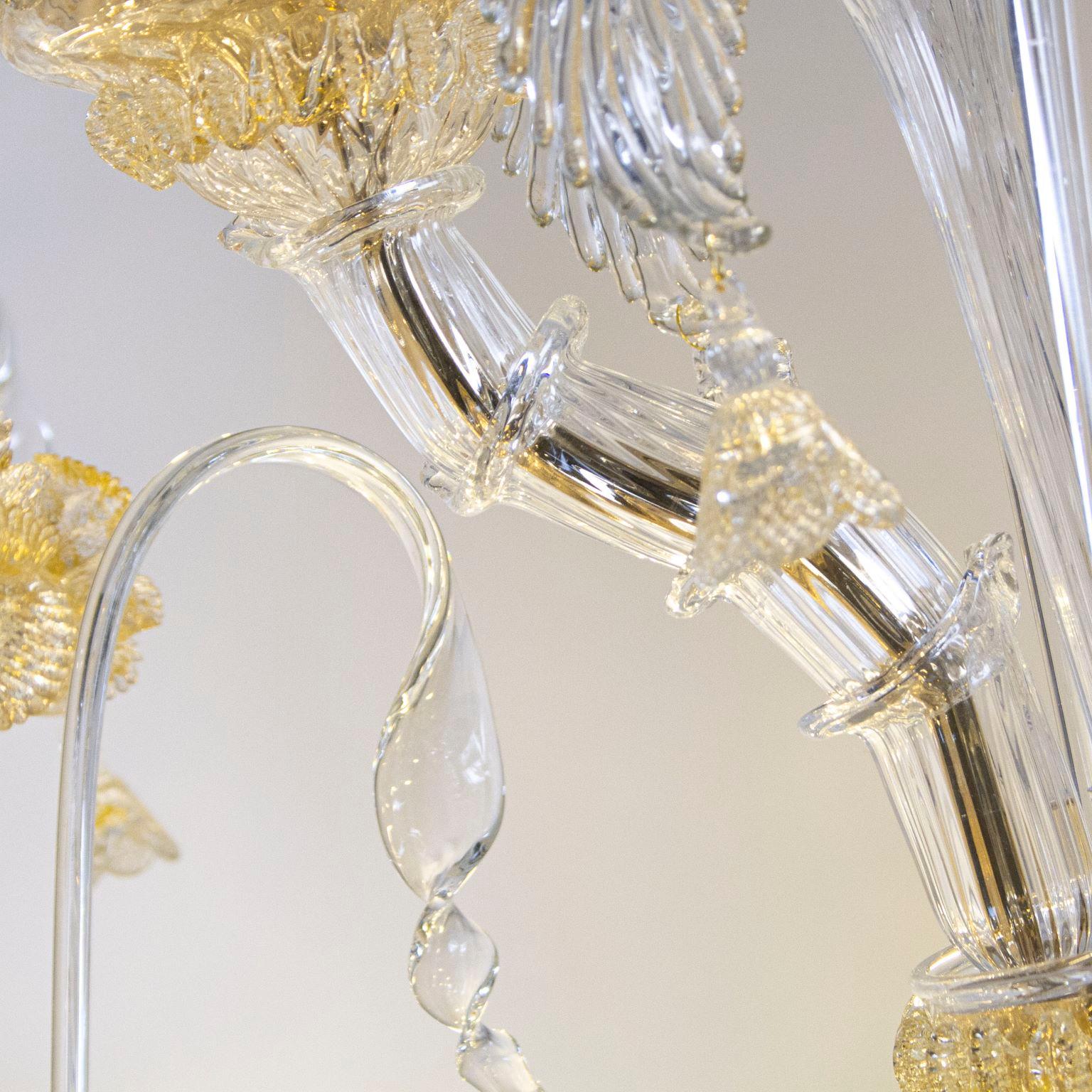 Luxury Rezzonico-Kronleuchter mit 15 Armen aus Kristall-Goldglas, von Multiforme  (Sonstiges) im Angebot