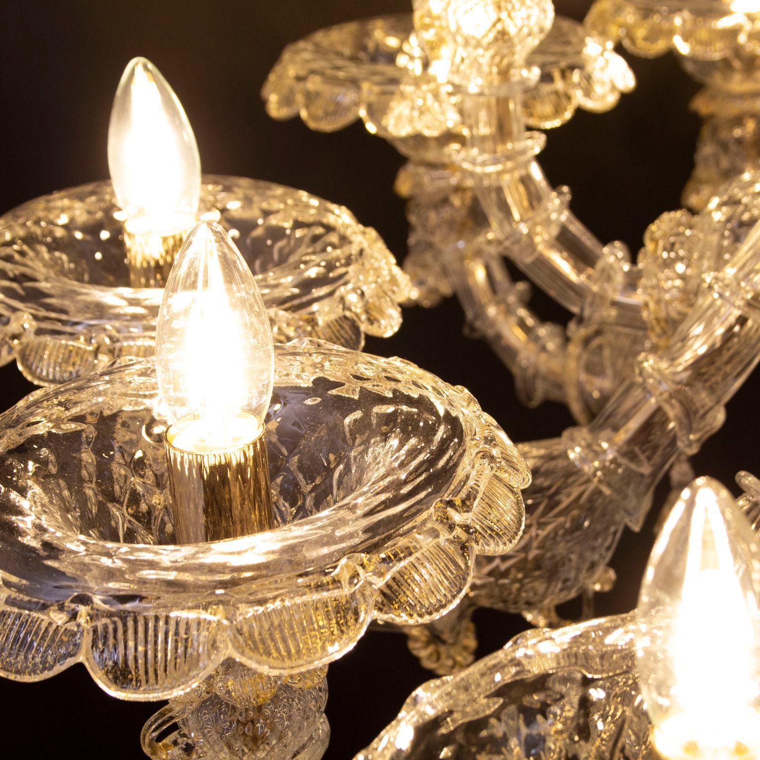 Luxury Rezzonico-Kronleuchter mit 15 Armen aus Kristall-Goldglas, von Multiforme  im Angebot 4