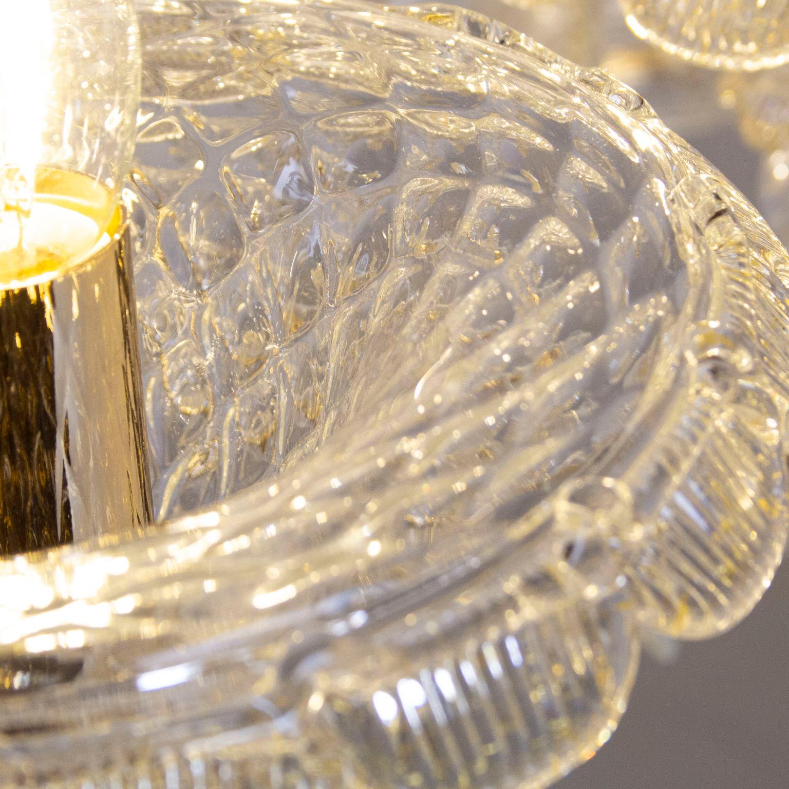 Lujosa Lámpara Rezzonico 15 Brazos Cristal-Oro, by Multiforme Italiano en venta