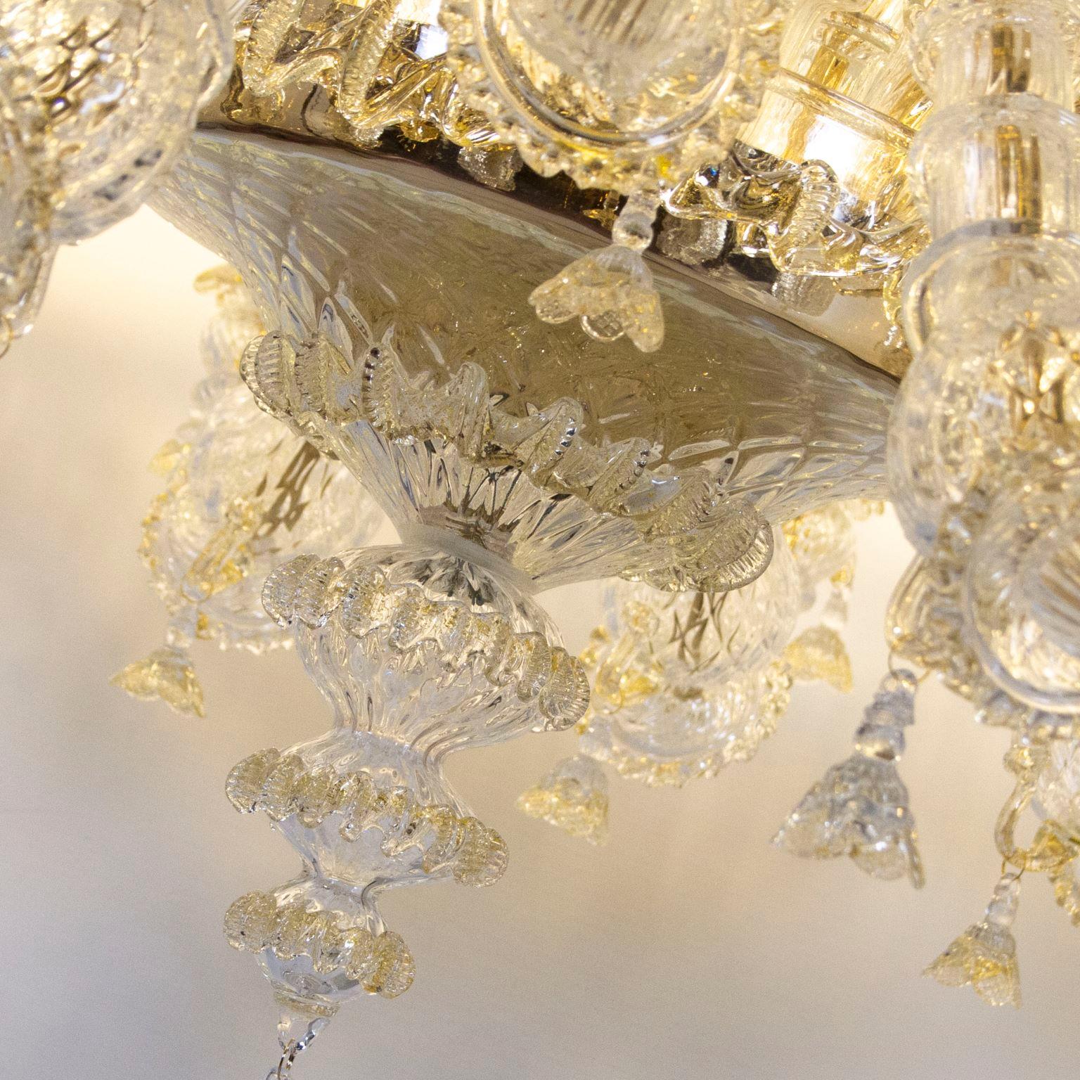 Luxury Rezzonico-Kronleuchter mit 15 Armen aus Kristall-Goldglas, von Multiforme  im Zustand „Neu“ im Angebot in Trebaseleghe, IT