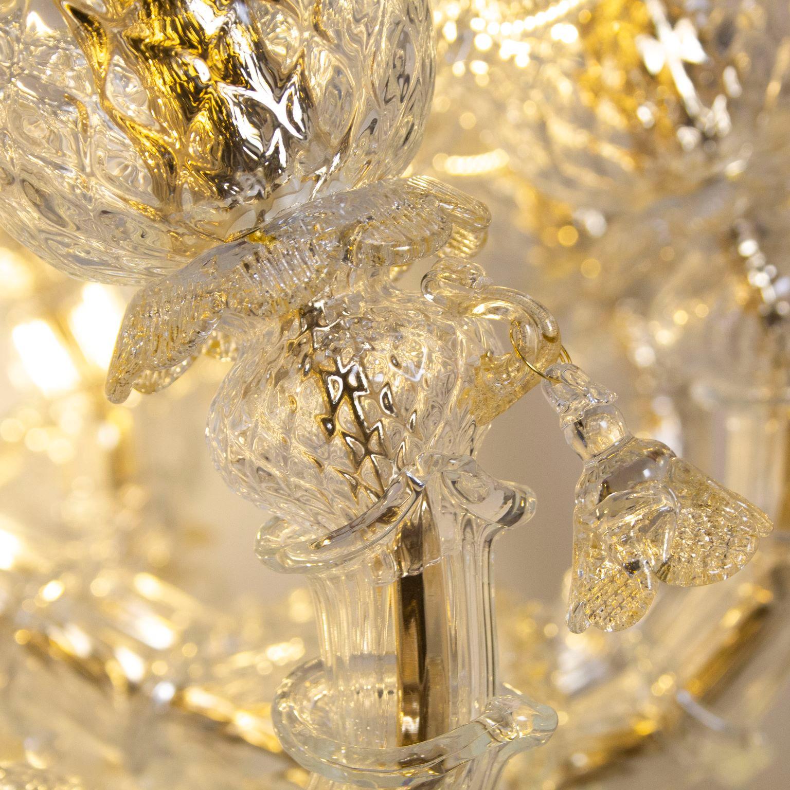Luxury Rezzonico Chandelier 15 Arms Crystal-gold Glass, by Multiforme  In New Condition For Sale In Trebaseleghe, IT