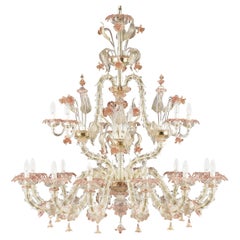 Luxury Rezzonico Chandelier 12+6 Arms Clear Multi-Color Murano Glass, Multiforme