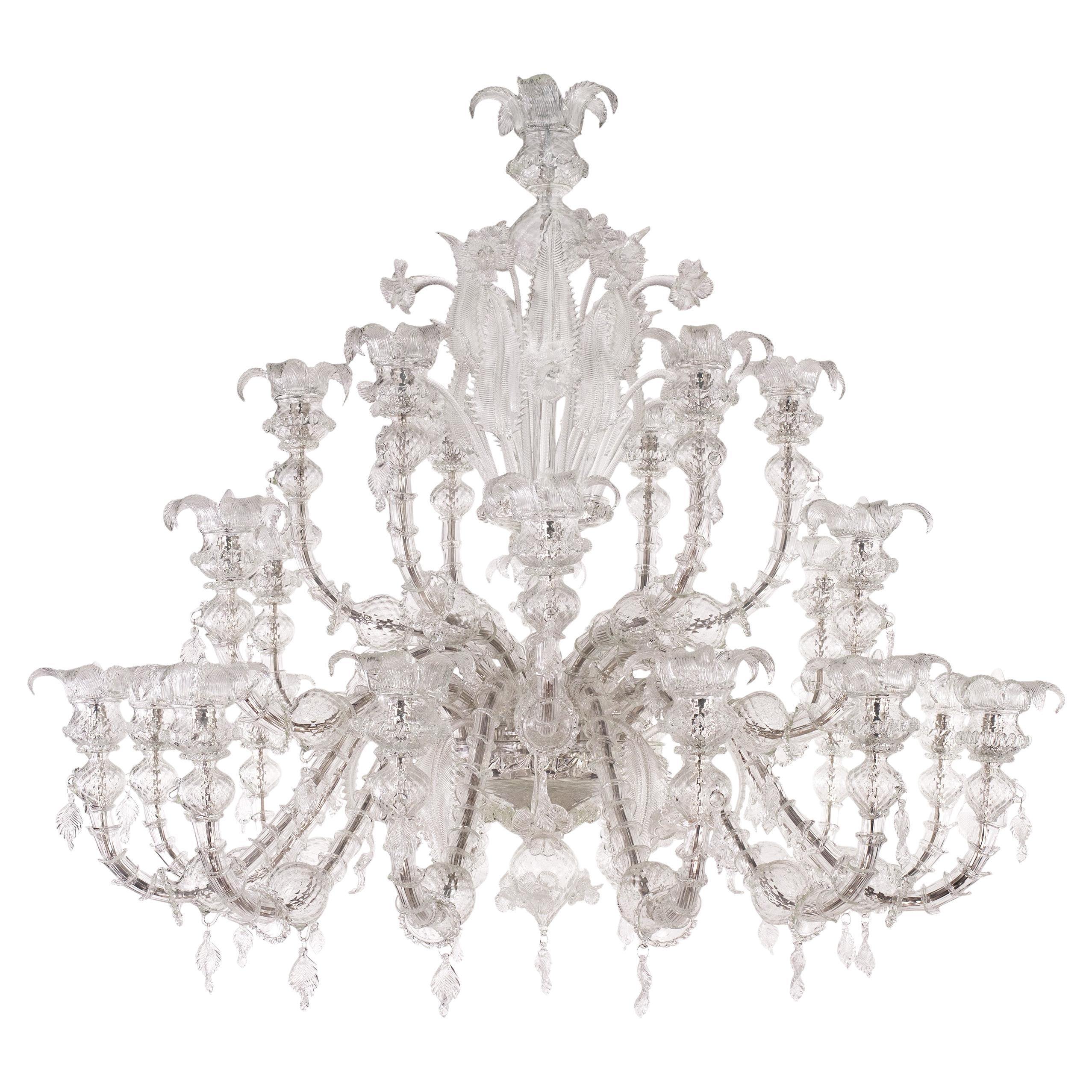 Lujo Lámpara Rezzonico 24 Brazos Cristal Murano Transparente by Multiforme