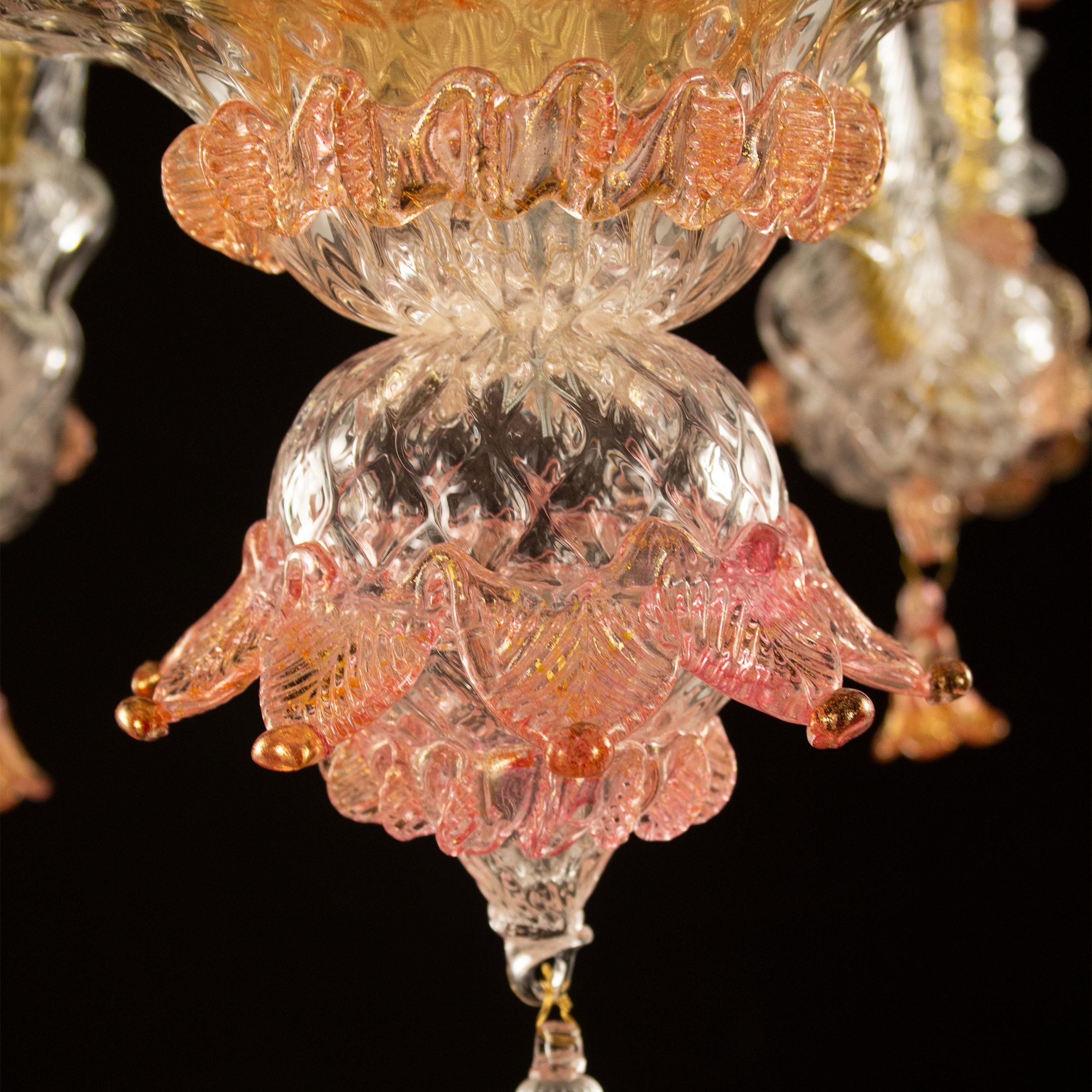 XXI secolo e contemporaneo Lampadario di lusso Rezzonico 6+3 bracci in vetro di Murano fatto a mano da Multiforme in vendita