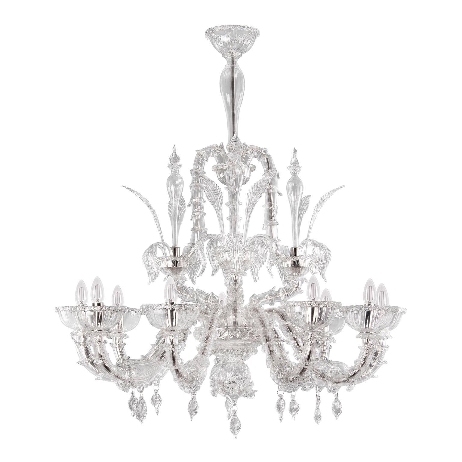 Luxury Rezzonico Chandelier 9 Arms Crystal Glass by Multiforme For Sale