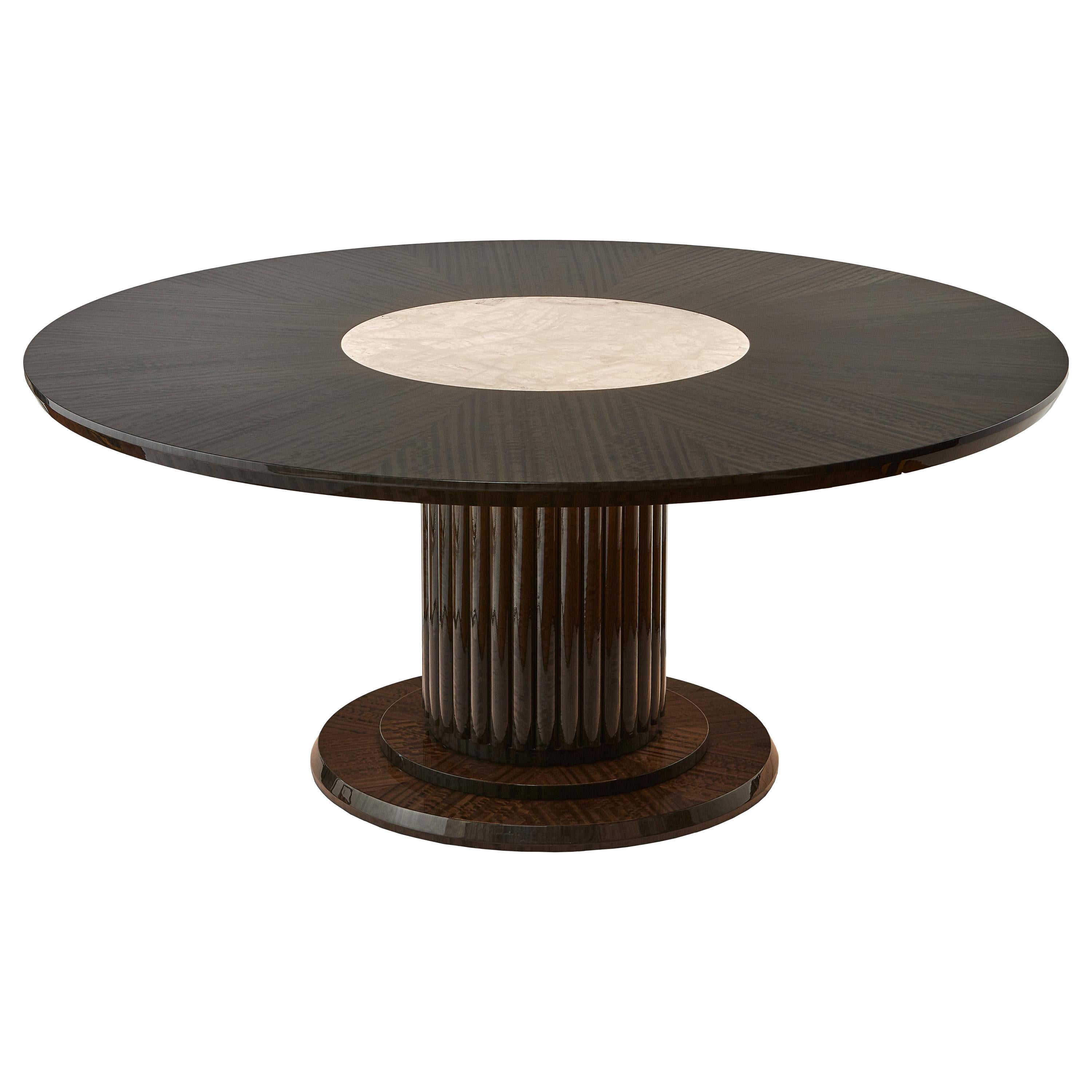 Luxury Round Dining or Conference Table with Quartz Insert, Customizable For Sale