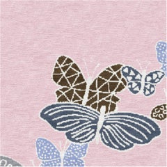 Luxury Round Hand Knotted Butterfly Nepalese Rug. Wool & Silk. Rose Pink