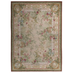 Luxury Savonnerie Wool Beige / Rose Area Rug 8'x10'