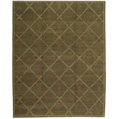 Luxury Savonnerie Wool Brown / Brown Area Rug 8'1"x9'8"